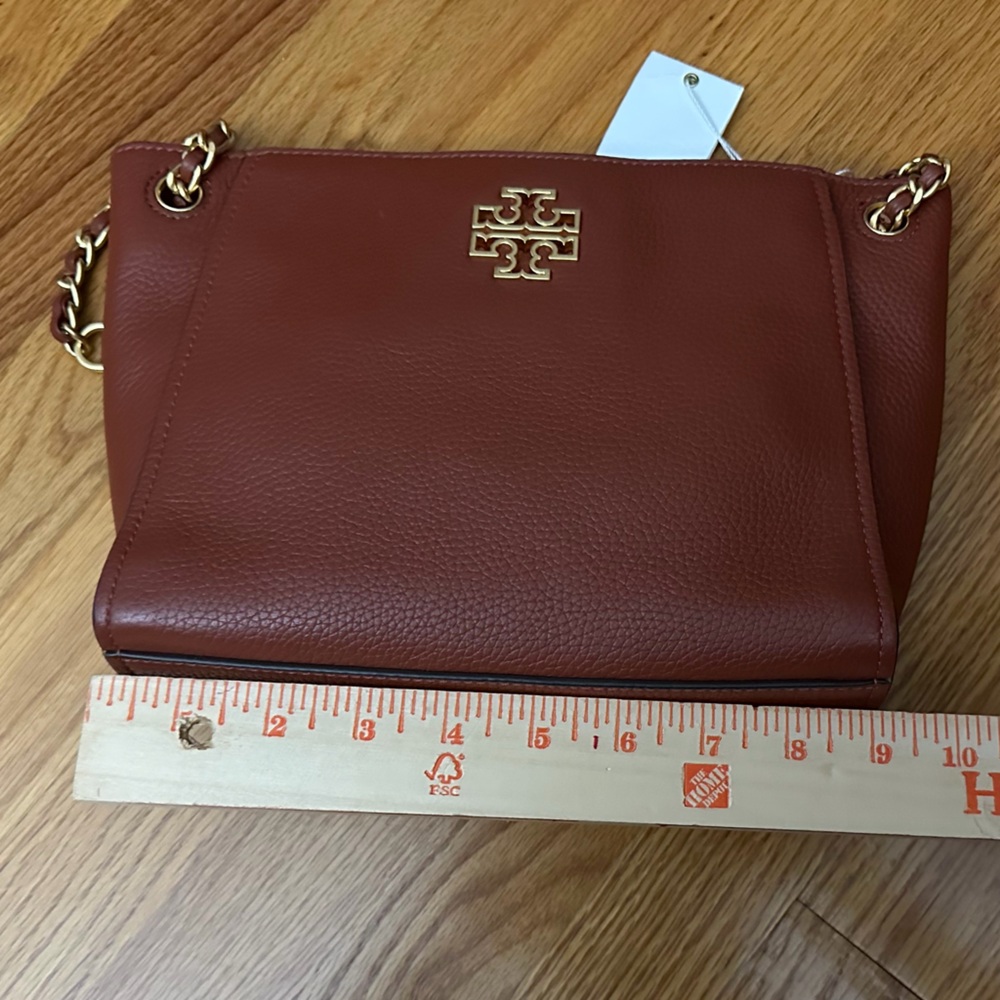 NWT Tory Burch Britten Mini Leather Tote Bag (Tan Brown) - Picture 5 of 8